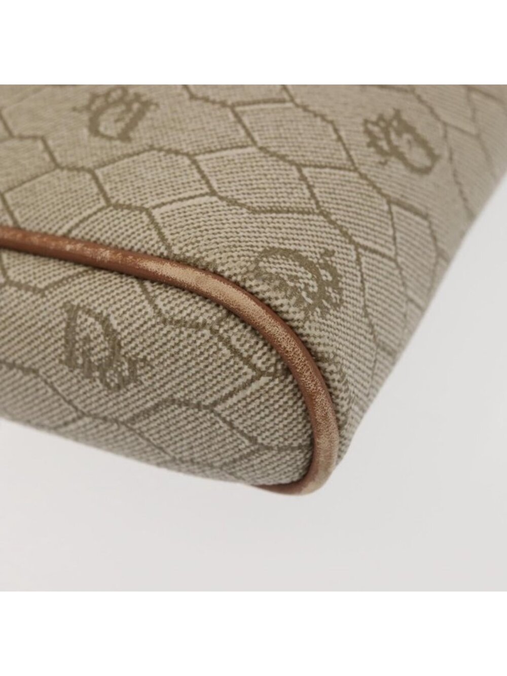 Authentic Christian Dior Honeycomb Canvas Shoulder Bag PVC Beige Gold - Picture 16 of 16